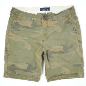 Abercrombie & Fitch Stretch Workwear Shorts Men's Size 34 Camouflage Green 8"‎